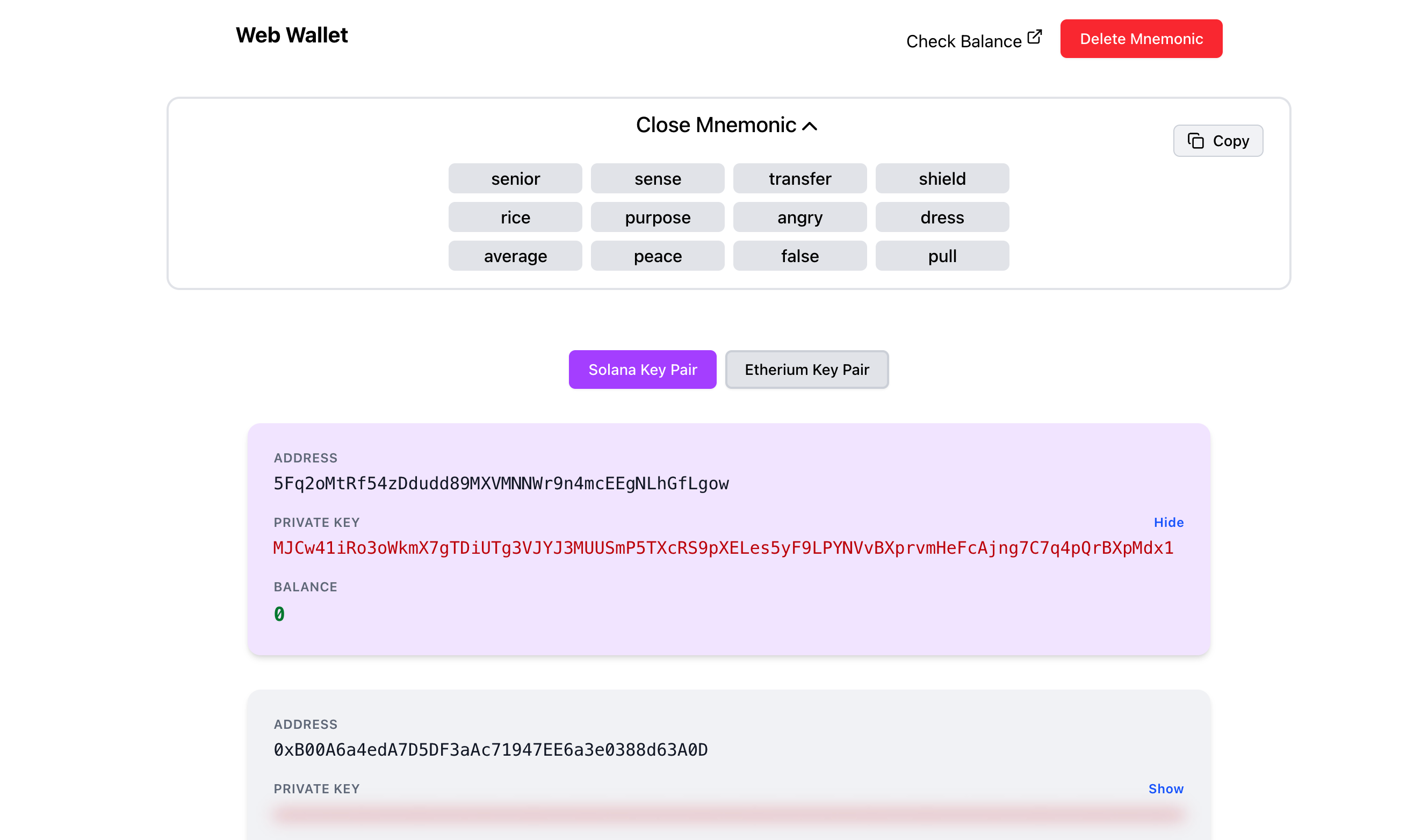 Web Based Wallet